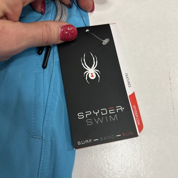SPYDER Mens Blue 9" Swim Board Shorts Breathable Quick Dry Stretch Mesh Sz Med - Picture 10 of 11